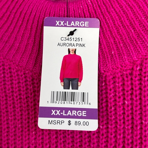 Vince Camuto size XXL knit sweater bobble stitch sleeve pink cotton blend NEW - Picture 11 of 13